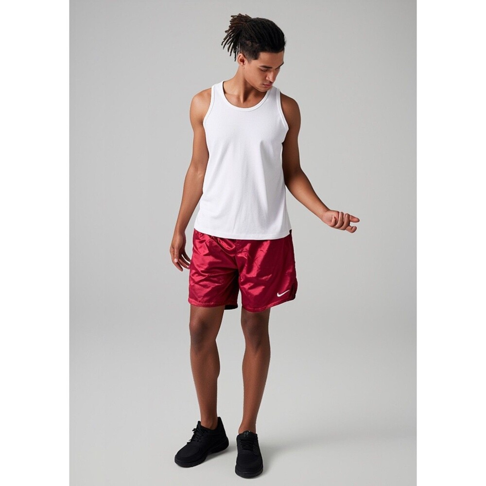 Nike 90s Very Rare Vintage Nylon Soccer Shorts Maroon Red Satin